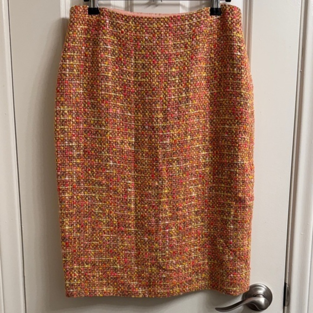 Escada Vibrant Tweed pink and yellow  Pencil Skirt sz small